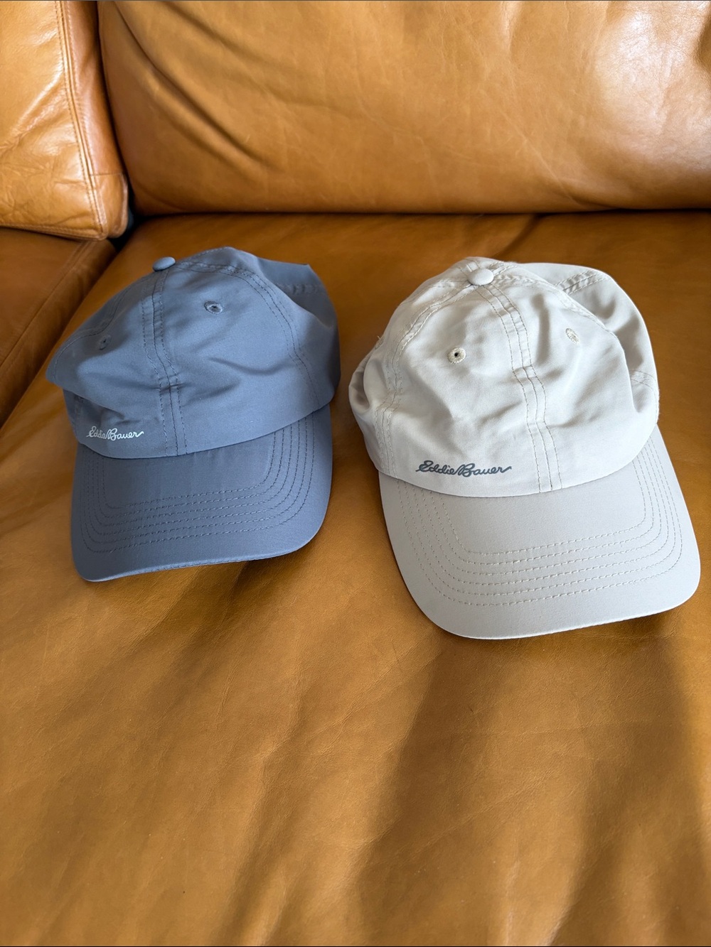 Eddie Bauer Two-Tone Baseball Caps - gray and beige